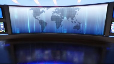 3D sanal haber stüdyosu yeşil ekran arka planı