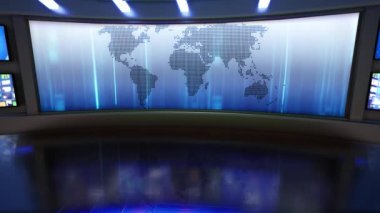 3D sanal haber stüdyosu yeşil ekran arka planı