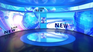 3D sanal haber stüdyosu yeşil ekran arka planı