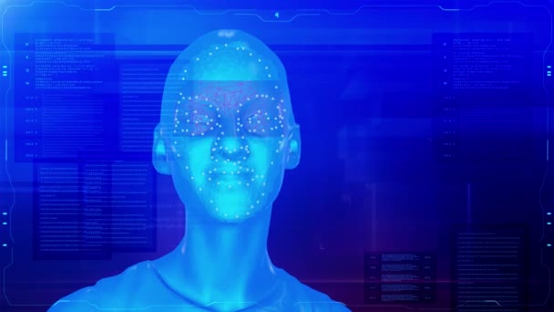 Futuro Rilevamento Volto Indagine Sulla Tecnologia Riconoscimento Facciale Biometrico Identificativo — Video Stock