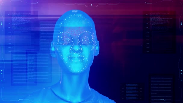 Futuro Detecção Facial Pesquisa Tecnologia Reconhecimento Biométrico Face Identificação Facial — Vídeo de Stock