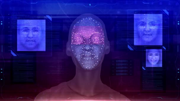Gelecek Yüz Tanıma Boyutlu Teknoloji Araştırması Biyometrik Yüz Tanıma Yüz — Stok video