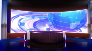 3D sanal haber stüdyosu yeşil ekran arka planı