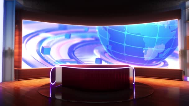 3D仮想ニューススタジオ緑の画面の背景 — ストック動画