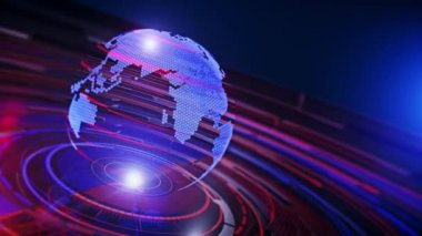3D Dünya Haberleri Arkaplan Döngüsü, Dijital Dünya Haber Stüdyosu Haber Stüdyosu Arkaplanı ve Dünya 'dan son dakika haberleri