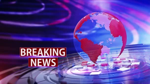 Digital World Breaking News Studio Background News Report Breaking News — Stock Video