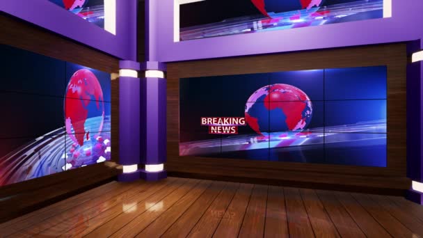 Virtual Studio Nieuws Met Een Houten Vloer — Stockvideo