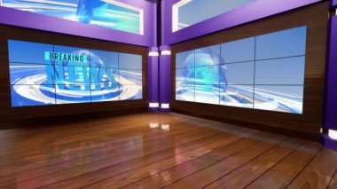 Tahta zemini olan 3D Sanal TV Stüdyo Haberleri