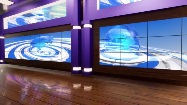 Virtual Studio News Wooden Floor — Stock Video