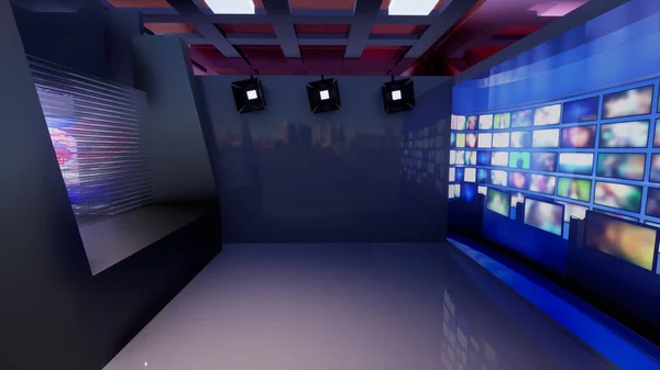 3D Virtual TV Studio News, 3d illustration