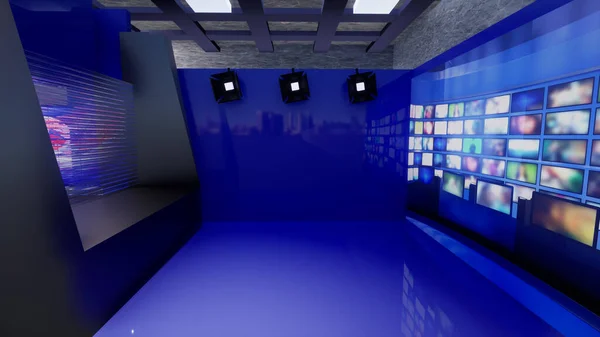 3D Virtual TV Studio News, 3d illustration