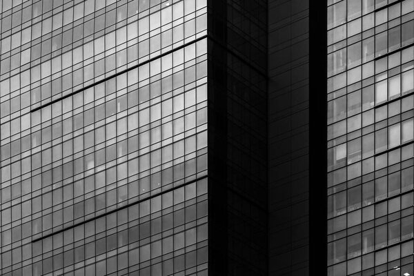Commercial Building Close Up in Black and White