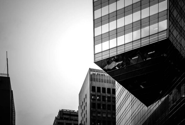 Modern Office Buildings in Hong Kong, Black and White color