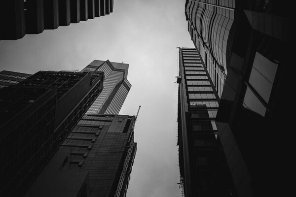 Modern Office Buildings in Hong Kong, Black and White color