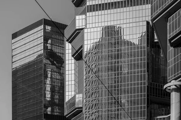 Commercial Building Close Up in Black and White