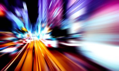 Şehirdeki gece trafiği ışıklarının soyut görüntüsü