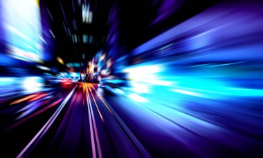 Şehirdeki gece trafiği ışıklarının soyut görüntüsü