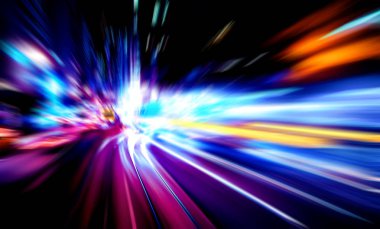 Abstract image of night traffic light trails in the city clipart