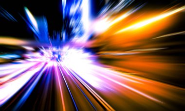 Şehirdeki gece trafiği ışıklarının soyut görüntüsü