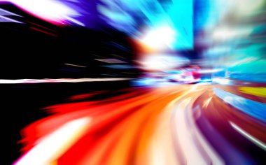 Şehirdeki gece trafiği ışıklarının soyut görüntüsü