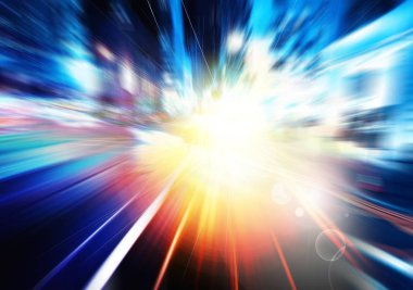 Şehirdeki gece trafiği ışıklarının soyut görüntüsü