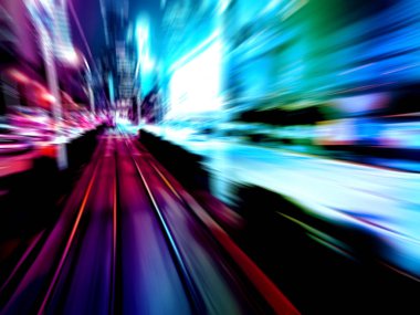 Şehirdeki gece trafiği ışıklarının soyut görüntüsü