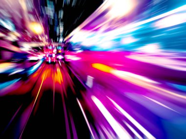 Şehirdeki gece trafiği ışıklarının soyut görüntüsü