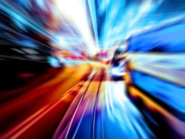 Şehirdeki gece trafiği ışıklarının soyut görüntüsü