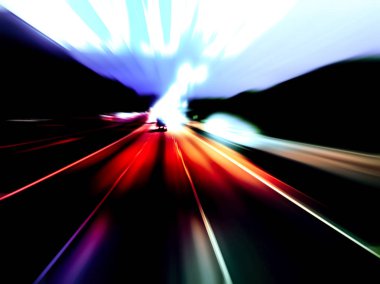 Şehirdeki gece trafiği ışıklarının soyut görüntüsü