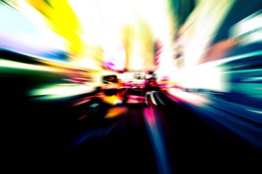 Şehirdeki gece trafiği ışıklarının soyut görüntüsü