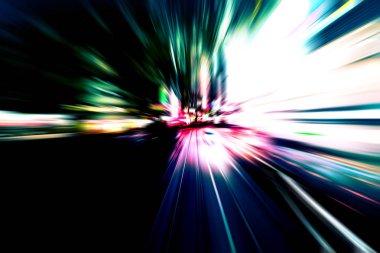 Şehirdeki gece trafiği ışıklarının soyut görüntüsü