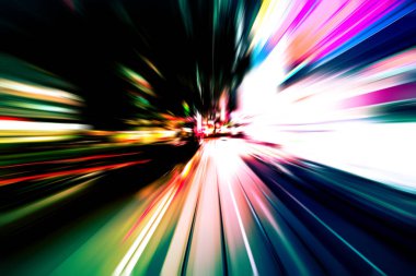Şehirdeki gece trafiği ışıklarının soyut görüntüsü