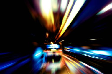 Şehirdeki gece trafiği ışıklarının soyut görüntüsü