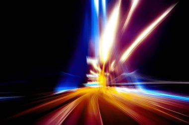 Şehirdeki gece trafiği ışıklarının soyut görüntüsü