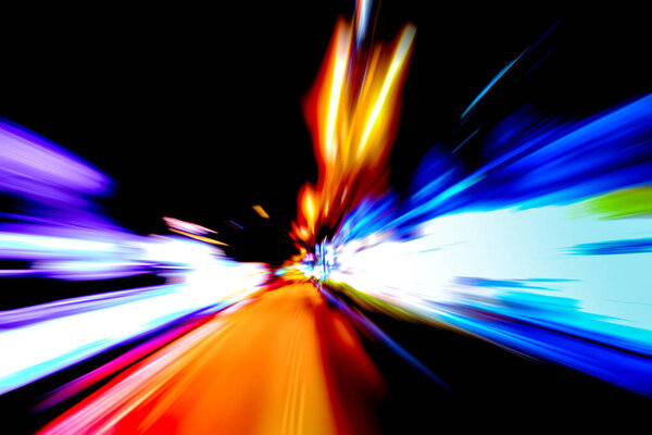 Abstract image of night traffic light trails in the city