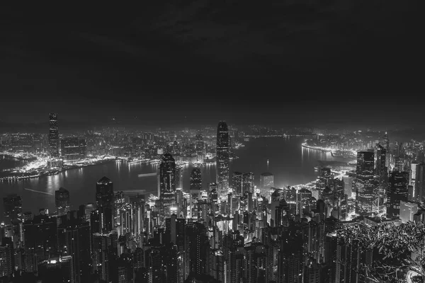 Hong Kong vista de la ciudad desde The Peak. Color blanco y negro —  Fotos de Stock