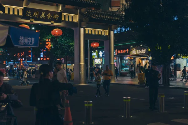 Fuzhou, China - April 05, 2019: Street foods at Daming Lu night — стокове фото