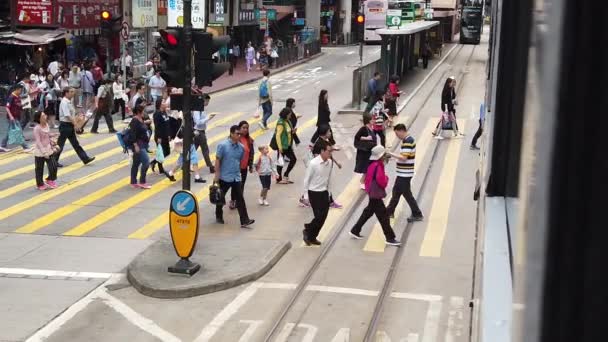 Slow motion of People Crossing the busy street — Stock Video