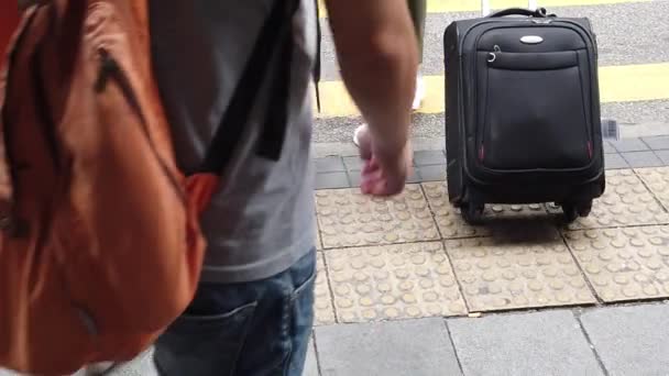 Movimiento lento de la gente Cruzando la concurrida calle — Vídeos de Stock