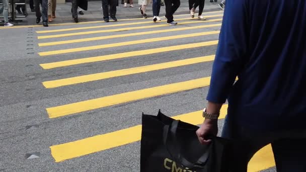 Movimiento lento de la gente Cruzando la concurrida calle — Vídeos de Stock