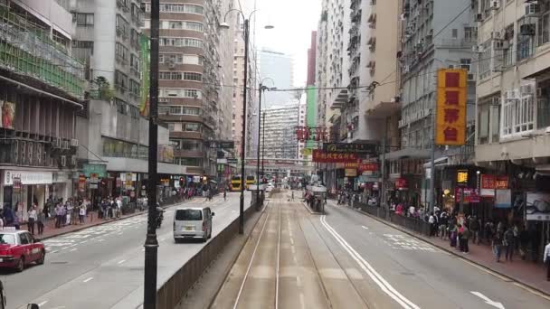 2층 트램웨이에서 홍콩 거리 풍경을 슬로우 모션으로 감상. — 비디오