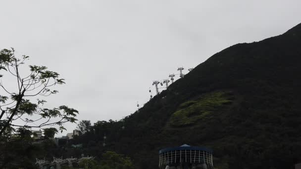 Slow motion of Cable Car way to mountains — Stock Video