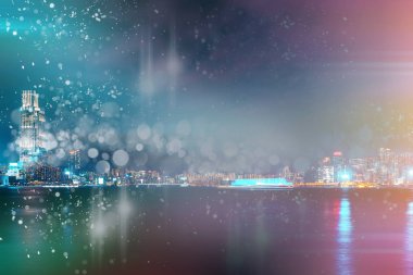 Şehir arka plan ile soyut renkli dairesel bokeh. Çift eski