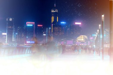 Şehir gece arka plan ile soyut renkli bokeh. Çifte fuarlar