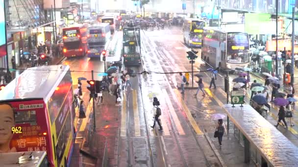 Hong Kong China May 2019 Slow Motion Crowd Walking Zebra — Stock Video