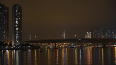 Gece Hong Kong daire bina Timelapse/Hyperlapse