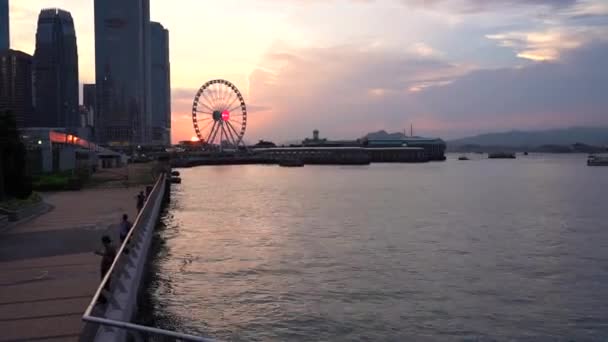 Pôr Sol Hong Kong Cityscape Timelapse Hyperlapse — Vídeo de Stock