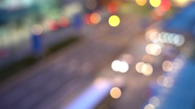 Bulanıklık Hong Kong şehir gecesi; Gece Hong Kong City bokeh görünümü