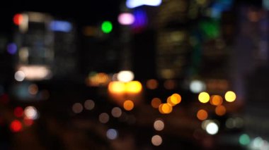 Bulanıklık Hong Kong şehir gecesi; Gece Hong Kong City bokeh görünümü