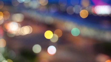 Bulanıklık Hong Kong şehir gecesi; Gece Hong Kong City bokeh görünümü